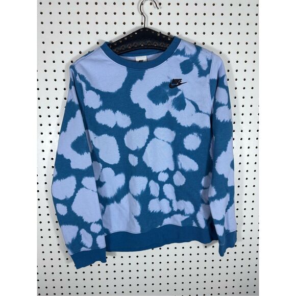 Nike Blue Tie Dye Paint Splotch Design Crewneck Sweatshirt woman’s Size XL - Picture 1 of 4